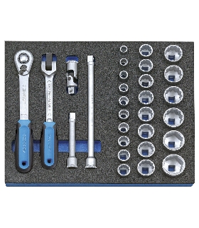 SURTIDO DE VASOS DE 1/2"" EN MODULO CT 2/4, 29 PZS 2016494 GEDORE